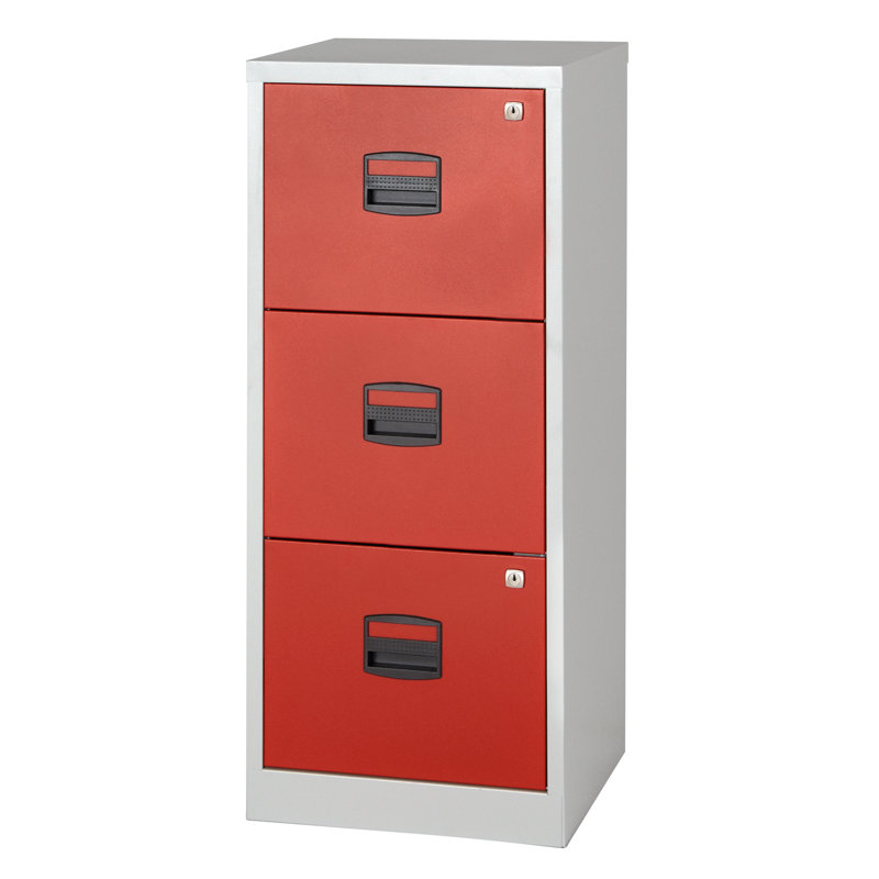 41.3 cm W 3 -Drawer Solid Wood Filing Cabinet, Red
