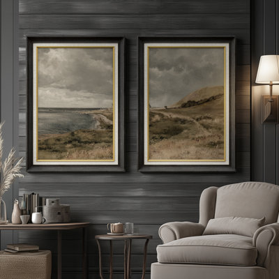 Ensemble de 2 œuvres d'art encadrées de qualité supérieure sur toile de qualité supérieure avec cadre de 26 po x 36 po