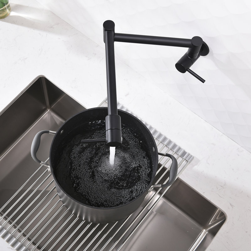 Robinet d'évier de cuisine mural noir mat, Noir mat