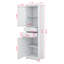Armoire de rangement de salle de bain de 63 pouces avec tablette réglable, armoire de rangement autoportante avec 2 tiroirs, portes en verre-23178641