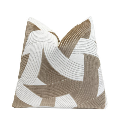 Housse de coussin en velours beige