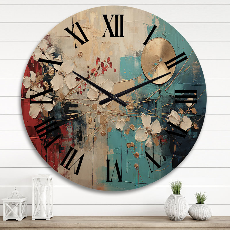 Horloge murale en bois massif Anyila, Très grand