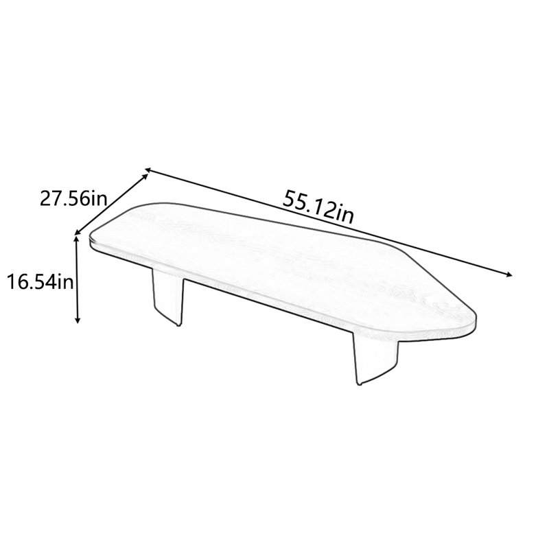 Table à thé créative en bois massif, Blanc, Blanc, H 16,54 po x L 55,12 po x l 27,56 po