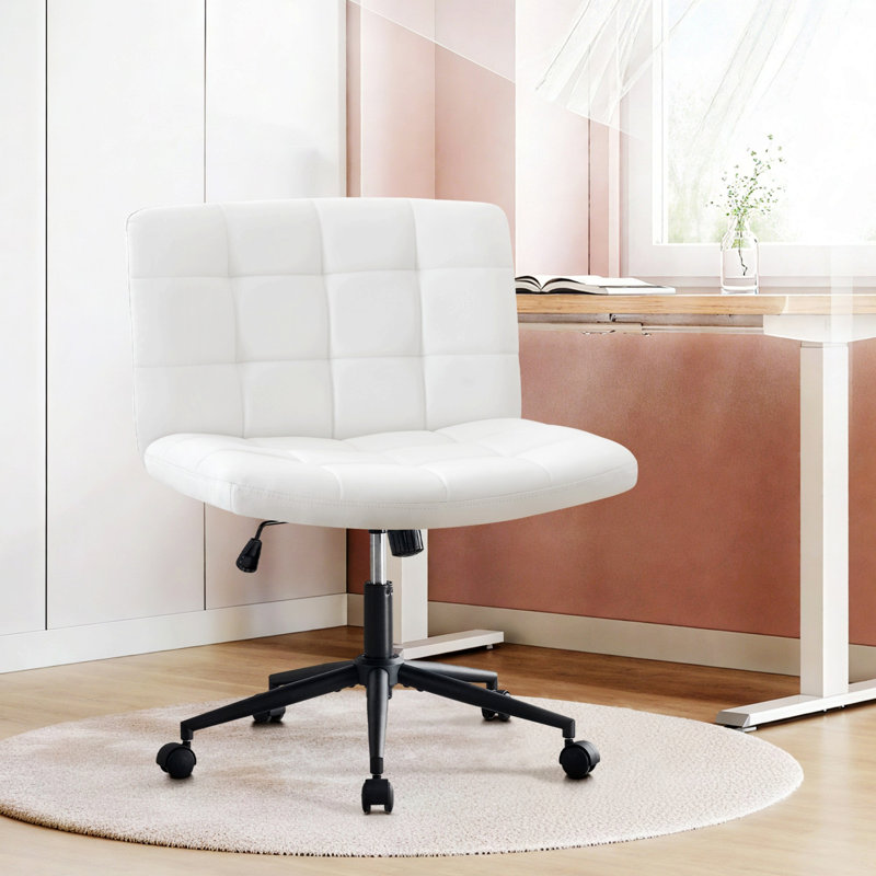 Chaise de bureau à roulettes, chaise rembourrée sans accoudoirs, chaise d'ordinateur pivotante pour bureau à domicile