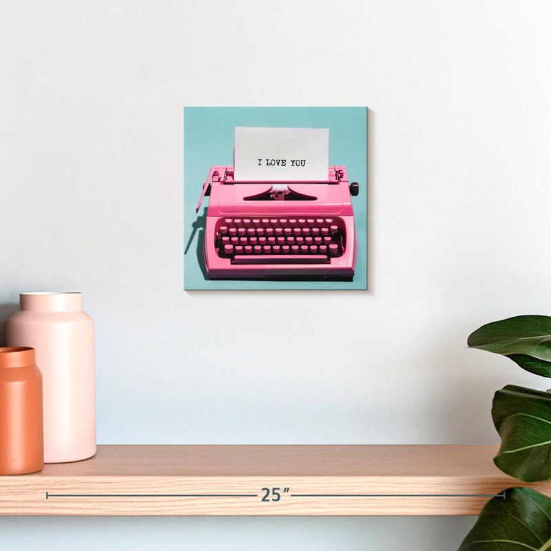 Machine à écrire rose rétro Kerner, H 10 po x l 10 po