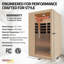 Sauna d'intérieur à cabine infrarouge pour 2 personnes avec bois de pruche du Canada, panneaux de chauffage à faible intensité électromagnétique, chromothérapie et porte en verre