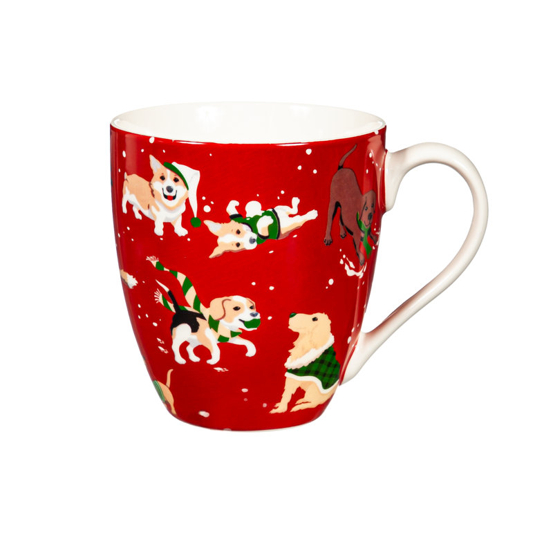 Tasse en céramique O '' Java, 17 oz, chiens gambadés des Fêtes