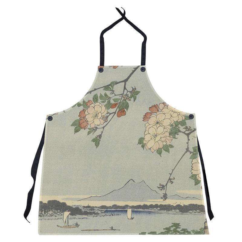 Bib Apron, Beige/Yellow/Red