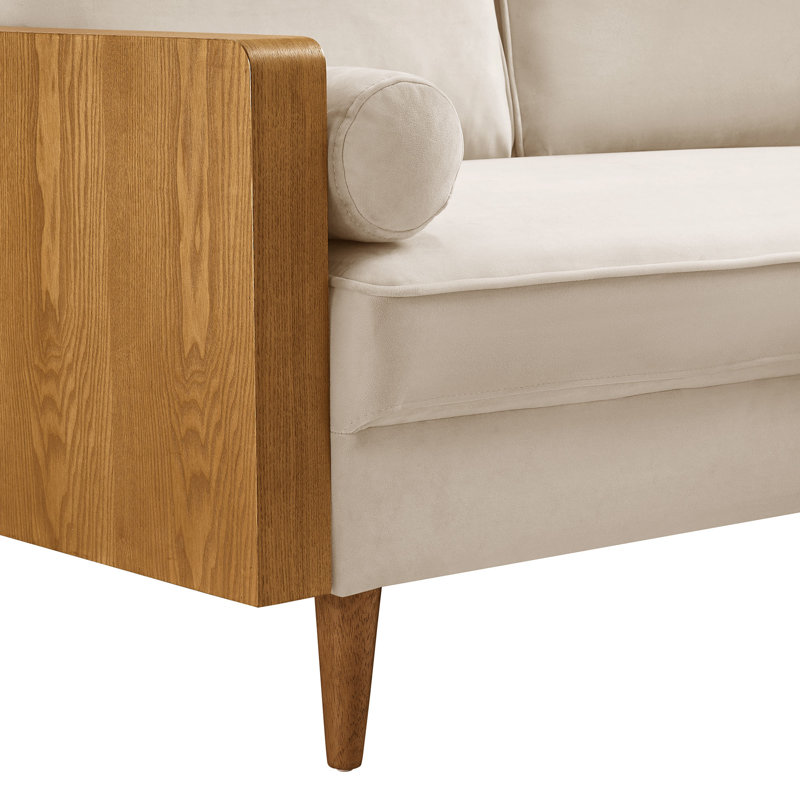 Kellan Performance Velvet Sofa, Walnut Almond, 33.47" H x 72.32" W x 31.69" D, 3