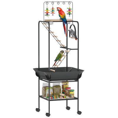 Perchoir pour oiseaux 24,8 x 24,8 x 64,2 po, enclos en acier gris avec ventilation