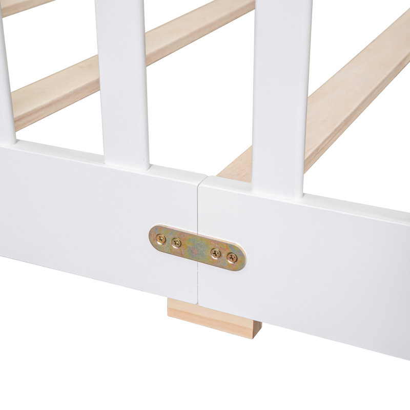 Lit plateforme avec barrière de sécurité et porte Kobey, Blanc