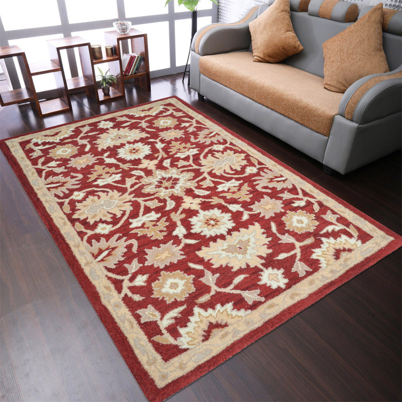 Archlebov HAND TUFTED WOOL ECO-FRIENDLY AREA RUGS - Rectangle | Red Color | Contemporary Design | Area Rugs for Living room, Bedroom