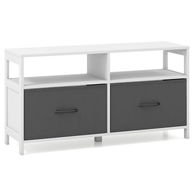 Commode en tissu pour chambre à coucher avec 2 tiroirs et 2 tablettes ouvertes Ebern Designs