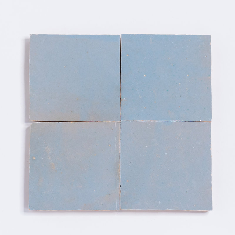 Carreau de mur et plancher marocain 4 po x 4 po Zellige, Bleu ciel