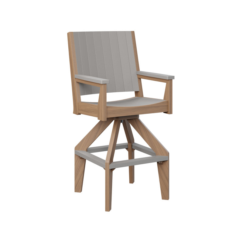Mayhew Outdoor Bar Stool, Light Gray, Antique Mahogany