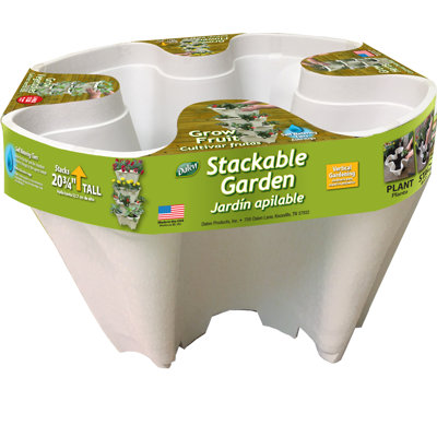 Stackable Vertical Garden Planter, 4-Tier 20.75in Stone, Gravity-Fed Watering, by Dalen Products