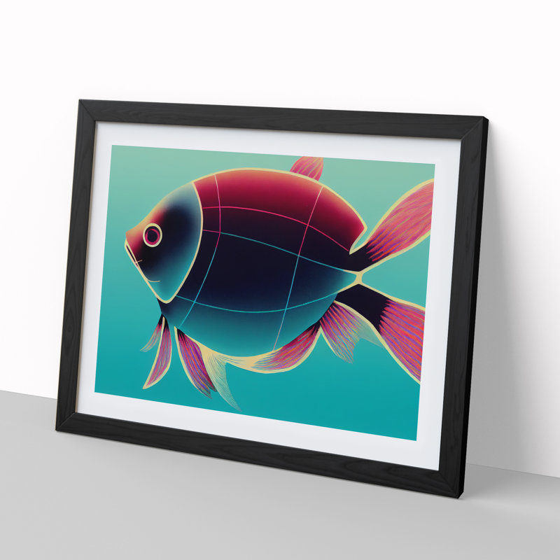 XH1022-6606X Fish Vol.3 - Single Picture Frame Painting, 46cm H x 64cm W x 2cm D, Black