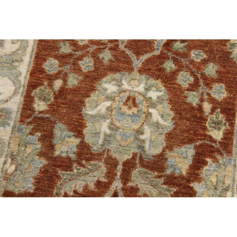 Tapis de couloir gris / rouille en laine noué à la main à motif oriental 2 pi 8 po x 8 pi 10 po Grigori