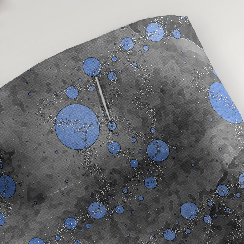 Rideau simple en planètes et étoiles, Bleu / Noir