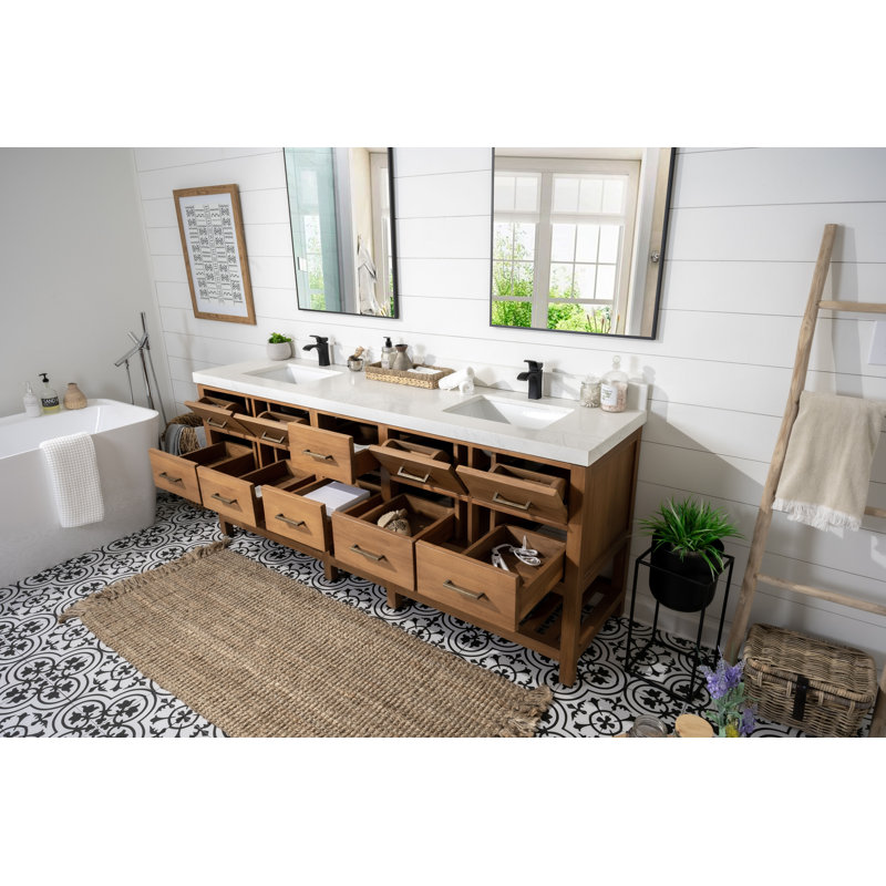 Ensemble de meuble-lavabo double 84 po, Marron, Empira