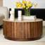 Milburn Travertine Coffee Table, Natural and Medium Brown