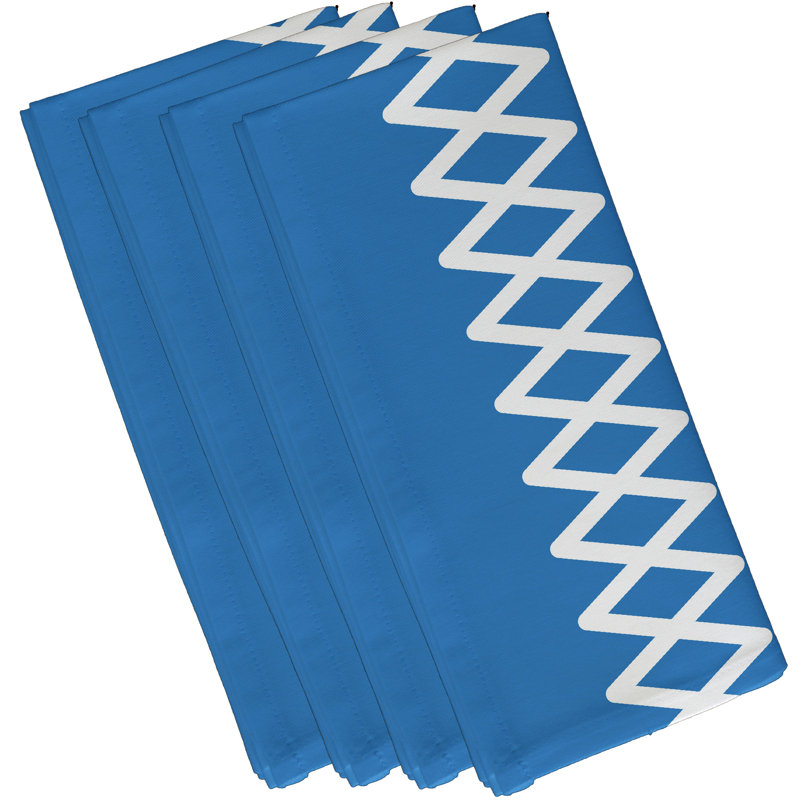 Lace Up Polyester Geometric Square Napkin, 18" W x 18" L, Blue