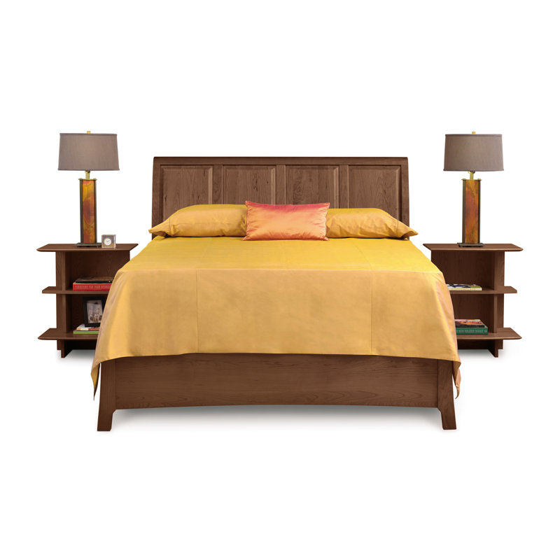 Sarah Solid Wood Sleigh Storage Bed, Queen, Saddle Cherry