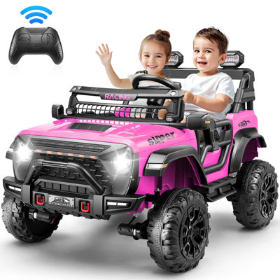 Voiture électrique 24V pour enfants 2 places pour enfants avec télécommande, pile 9ah, moteur 4 roues motrices, lumière DEL, musique, vitesse jusqu'à 5 mi / h