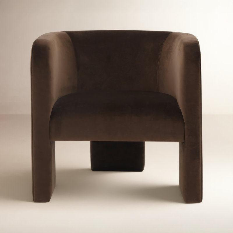Fauteuil de 30,3 po de large Ellum, Velours brun foncé