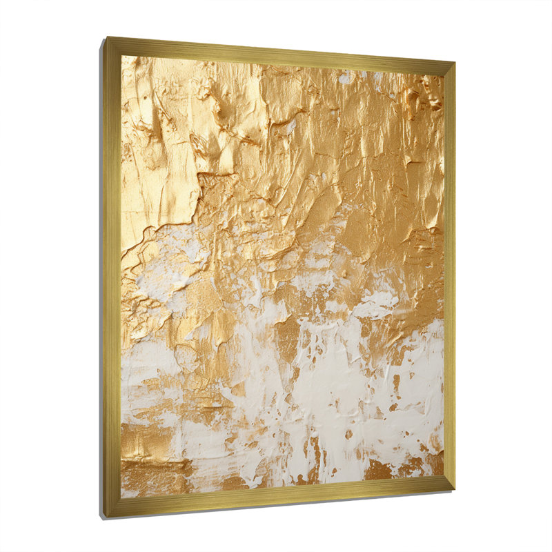 Gentle Abundance Retro Gold Abstract I - Peinture abstraite, art mural, H 40 po x l 30 po x P 1,5 po, Cadre doré simple