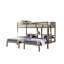 Lit simple simple transitionnel gris chaud, fabrication en bois massif, position réversible, table de chevet encastrée avec et puissance, barrières de sécurité pour une utilisation sécuritaire, lit compatible avec matelas, cadre, puissance