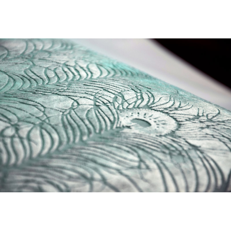Peacock Feather Square Velvet Pillow Cover & Insert, Square 20", Jade