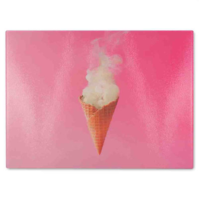 Smoking Ice Cream Cone Glass Chopping Board