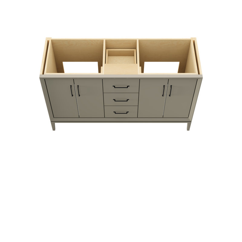 Alexandra Double Bath Vanity, French Olive, 60", Matte Black