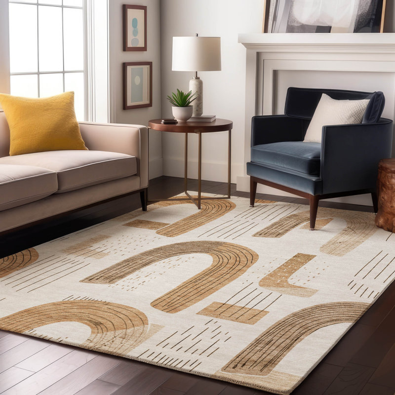 Premium Machine Washable Mehara AMF1698 Geometric Rug, Rectangle 2'6" x 3'10"