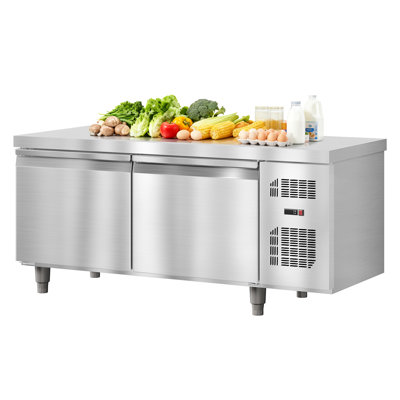 Worktop Undercounter Refrigerator for Restaurant, 72 Inch Double Door Stainless Steel, Commercial Counter, Fan Cooling, Adjustable Shelves, Food Prep Station for Bar, Cafe, Bakery, Kitchen