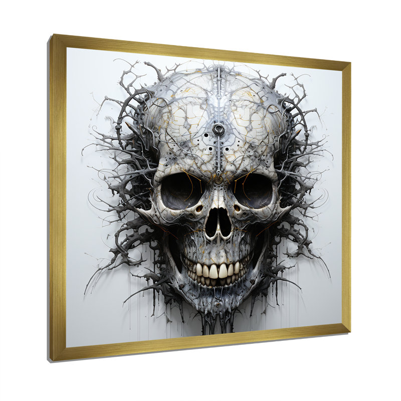 " Art Of The Skull I ", Gold Single Picture Framed, 30" H x 30" W x 1" D