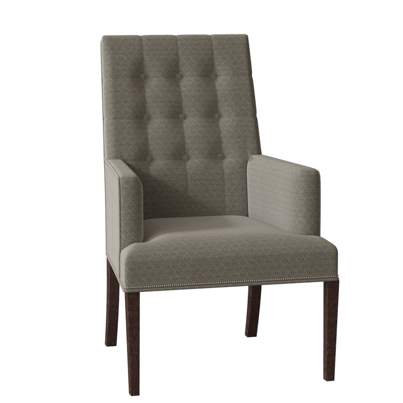 Libby Langdon 25.5" W Tufted Armchair, 8789 Bark Polyester, Espresso
