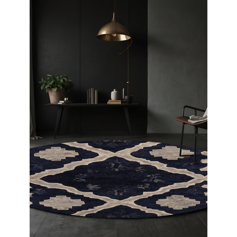 Machine Washable Gray Area Rug, Round 7'