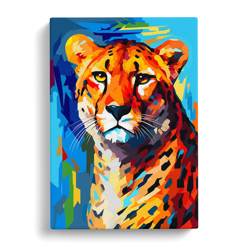 Cheetah Cubism - Wrapped Canvas Print, 60cm H x 40cm W x 3cm D