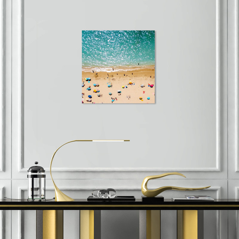 " Beachy Day Beach Essentials ", 16" H x 16" W, Wrapped Canvas, No Frame