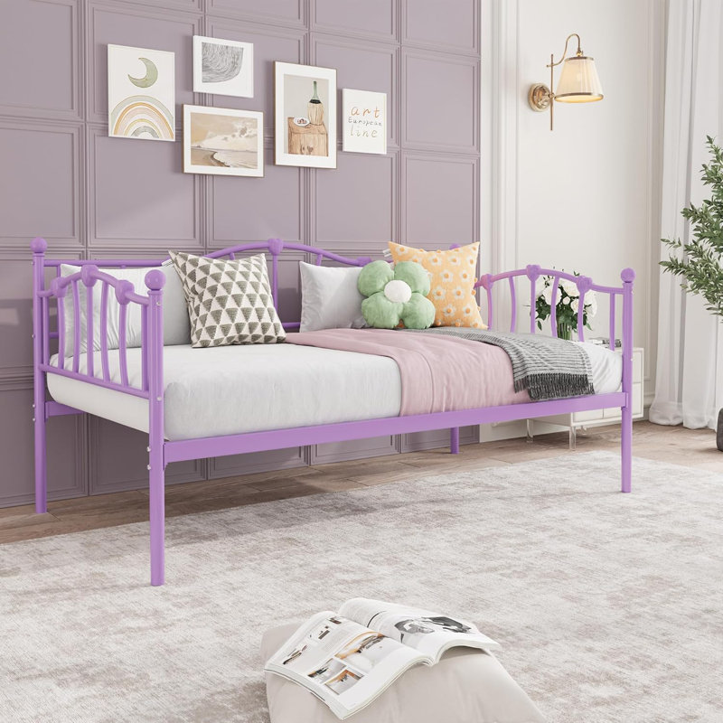 Lit de jour simple - mauve, style canapé, lattes en acier, Mauve