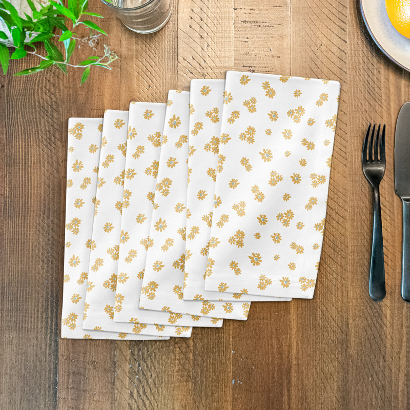Serviette en coton 10 "à motif marguerite, Jaune