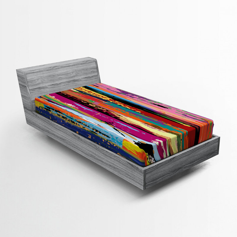 Microfiber Abstract Fitted Sheet, Twin Fitted Sheet