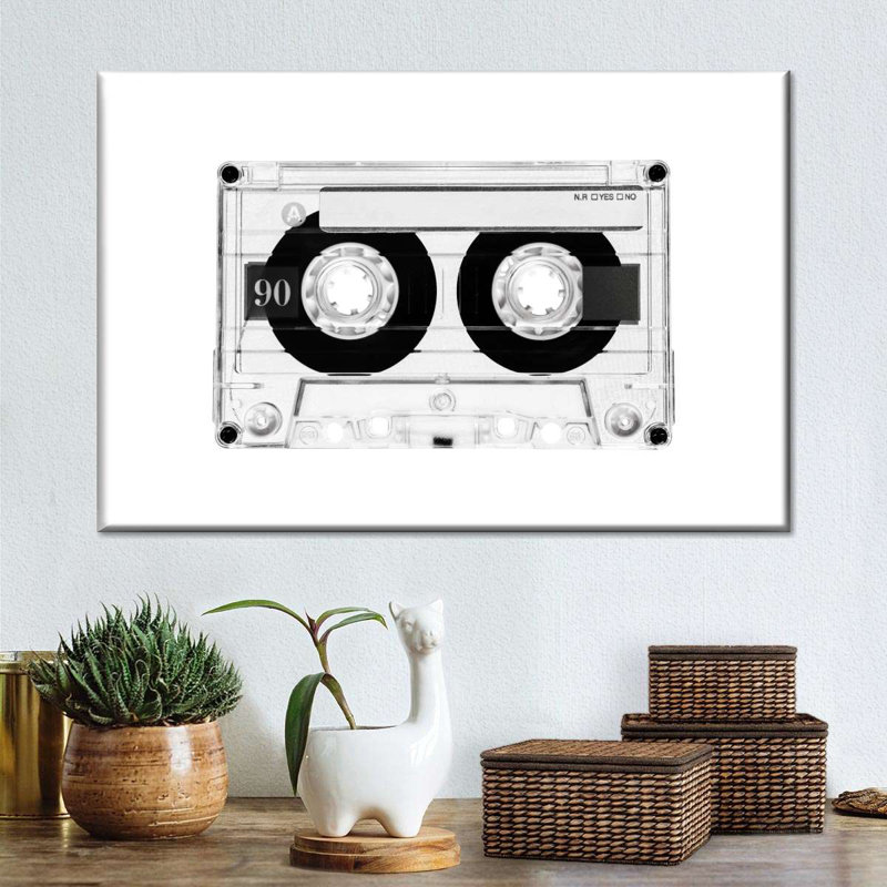 BW Cassette Tape sur toile, H 12 po x l 8 po x P 1 po
