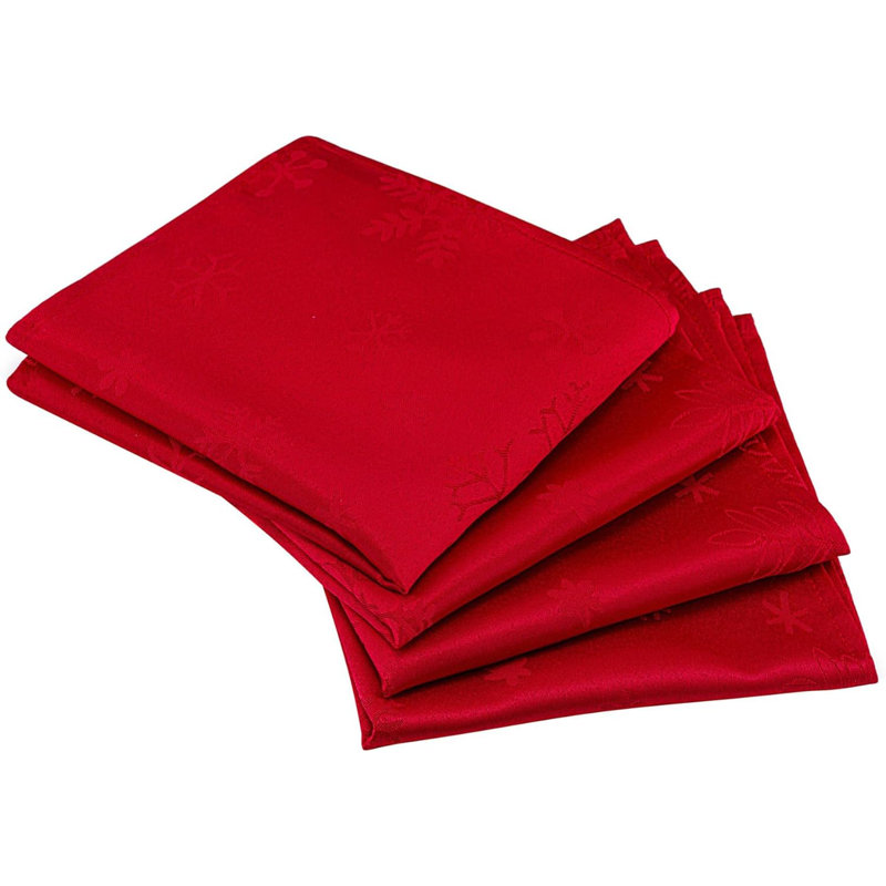 Amissa Polyester Blizzard Snowflake Square Napkin, Red
