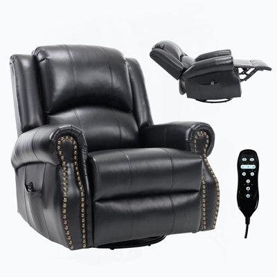 Heat Massage Manual Recliner Chair With Rocker And Swivel In Fabric For Living Room