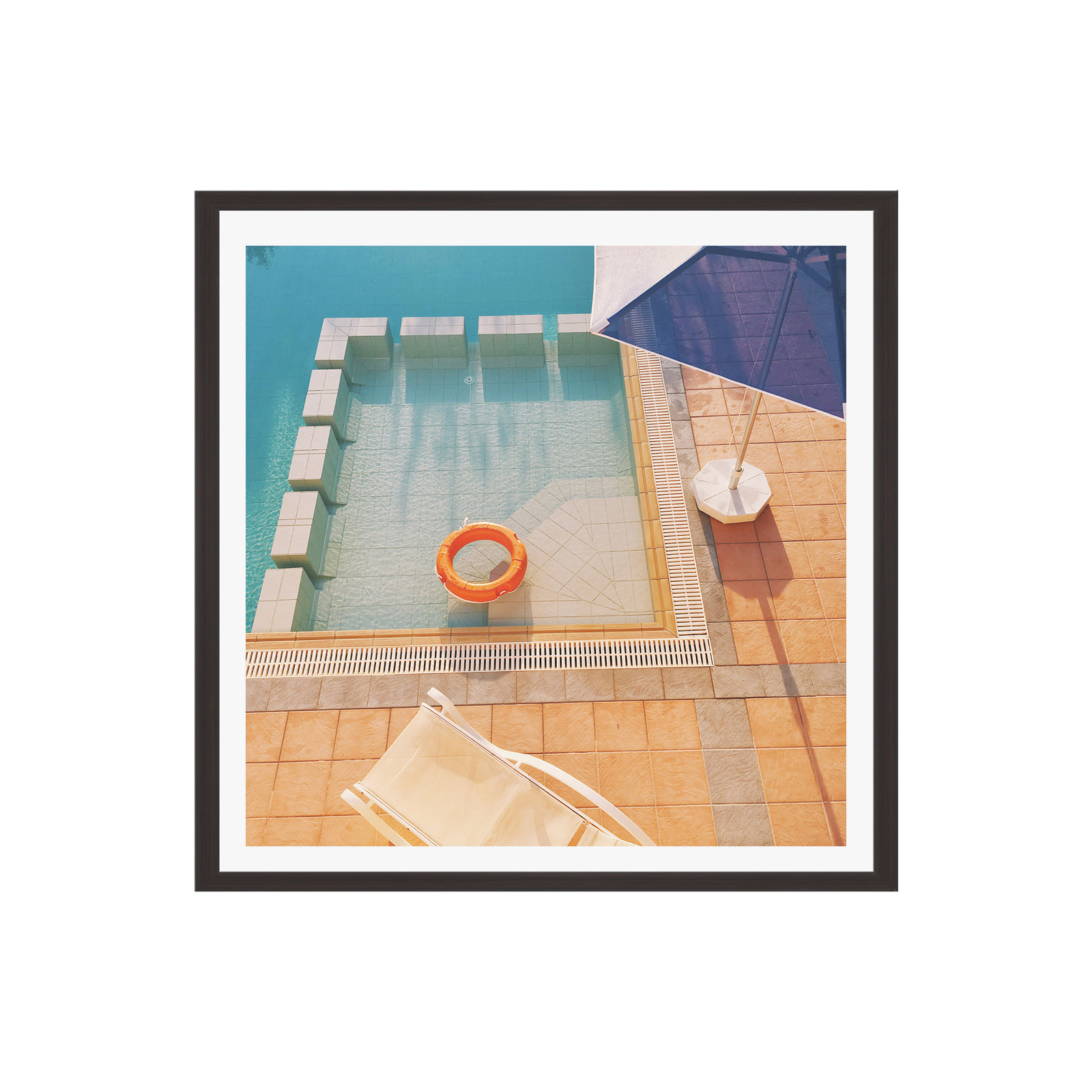 Cassia Beck Swimming Pool by Cassia Beck, No, Espresso Floater Framed, 12" H x 12" W x 2" D