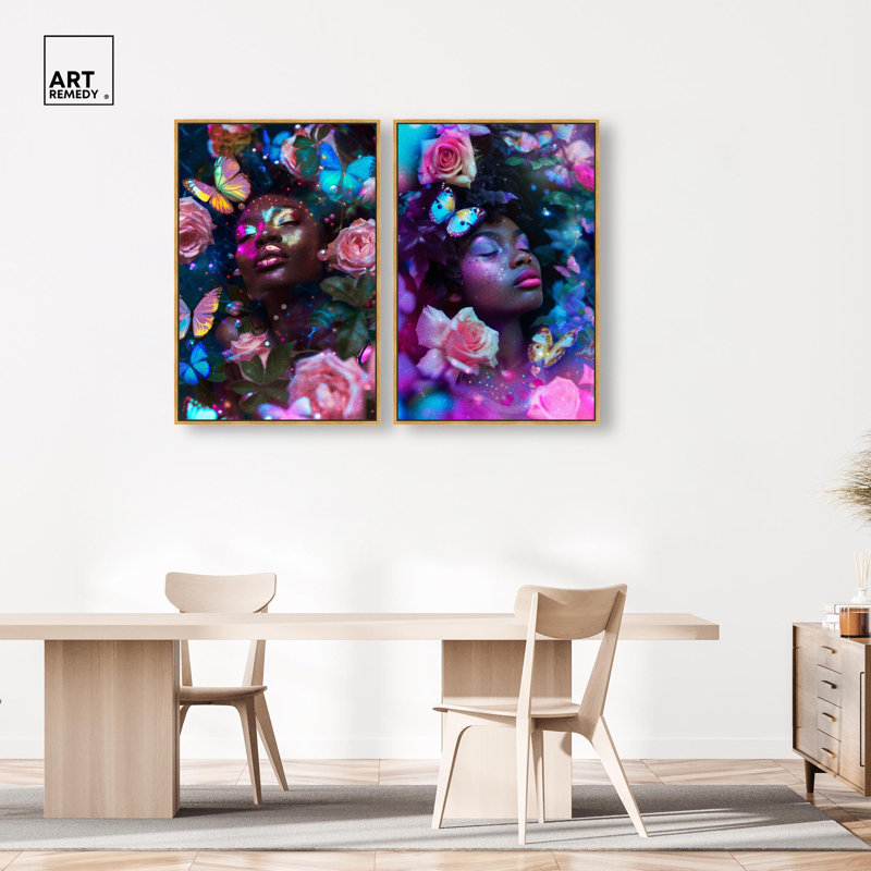 A Dream World Collection Canvas Print Livingroom Wall Art Set by Art Remedy, Silver Frame, 24 x 36, 46" H x 31" W