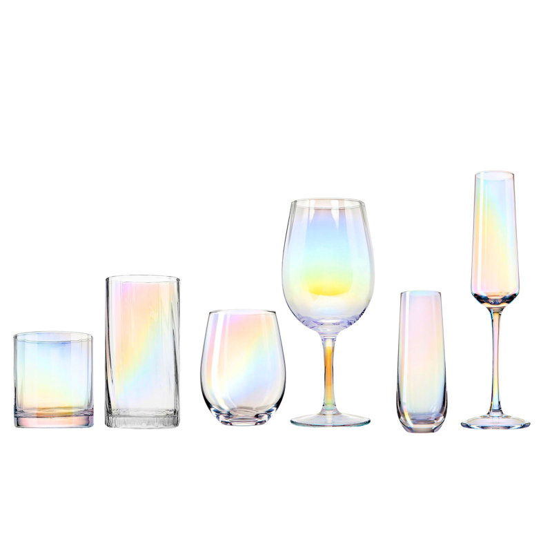Elegant Iridescent 12 oz Highball Glassware Set of 4